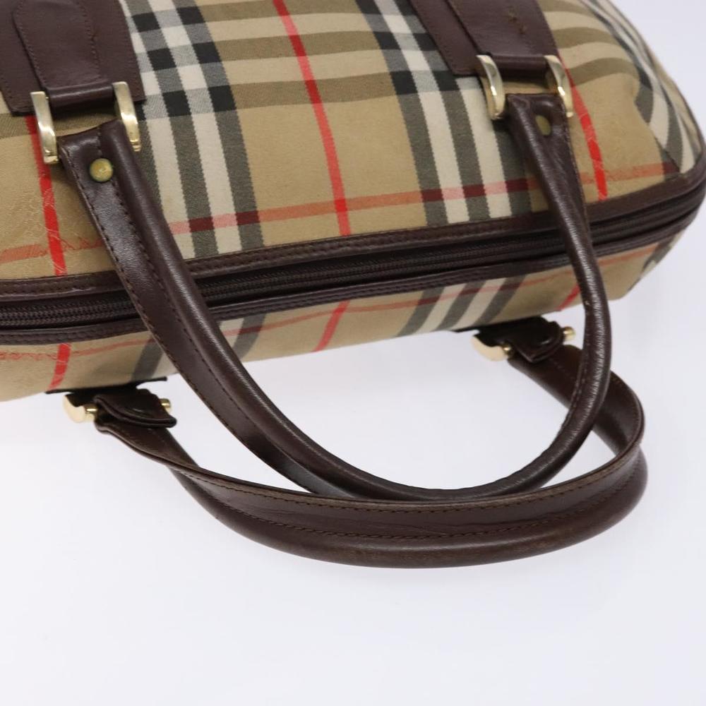 Burberrys Nova Check Hand Bag Canvas Beige Gold Auth 134084 - Picture 7 of 16